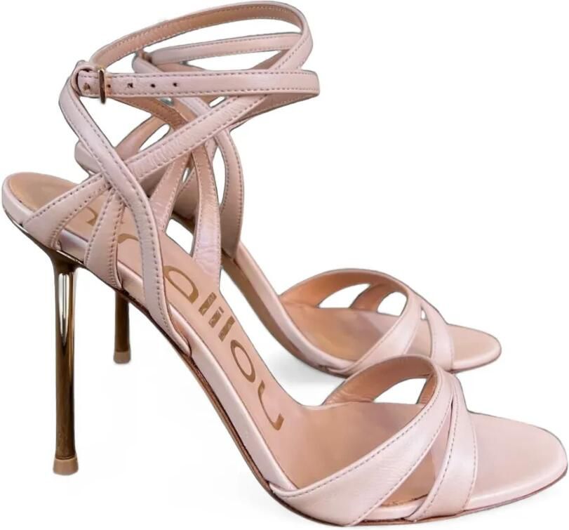 Ninalilou Helen sandalen met gekruiste bandjes en stiletto-hak Beige