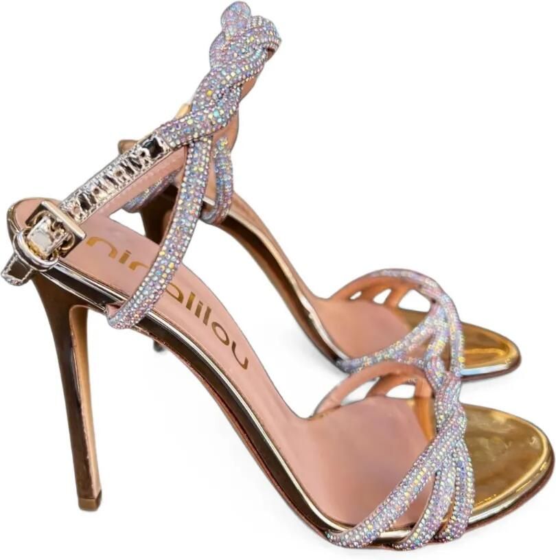 Ninalilou Lady verfraaide gevlochten sandalen Zilver