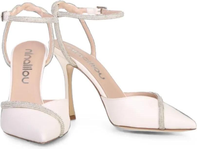Ninalilou Mya pumps verfraaid met stras en puntige neus Beige - Foto 2