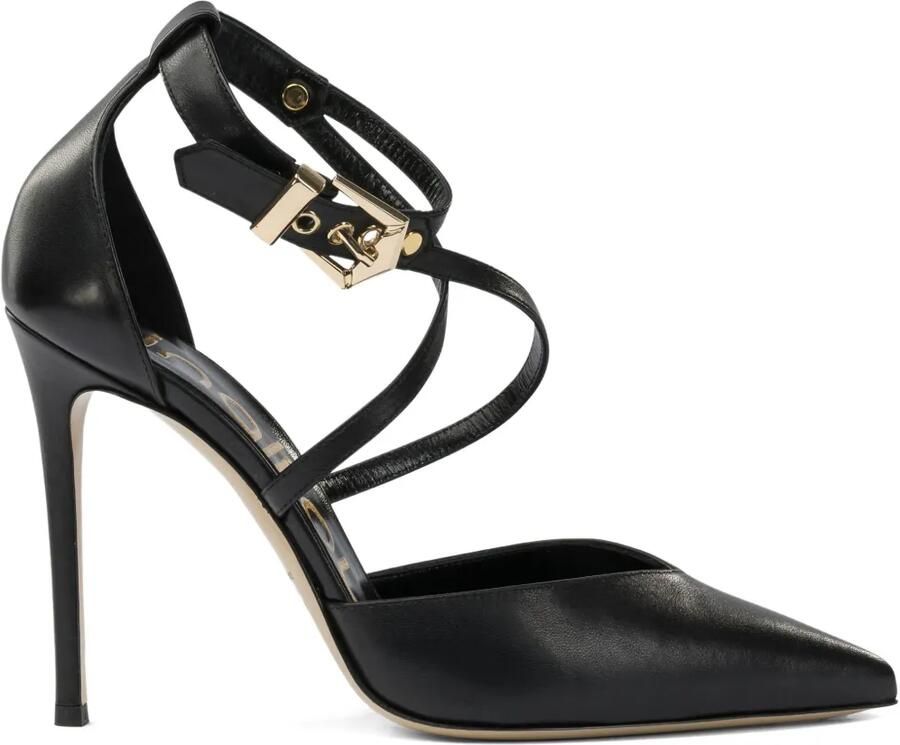 Ninalilou Pumps met puntige neus en gesp Zwart