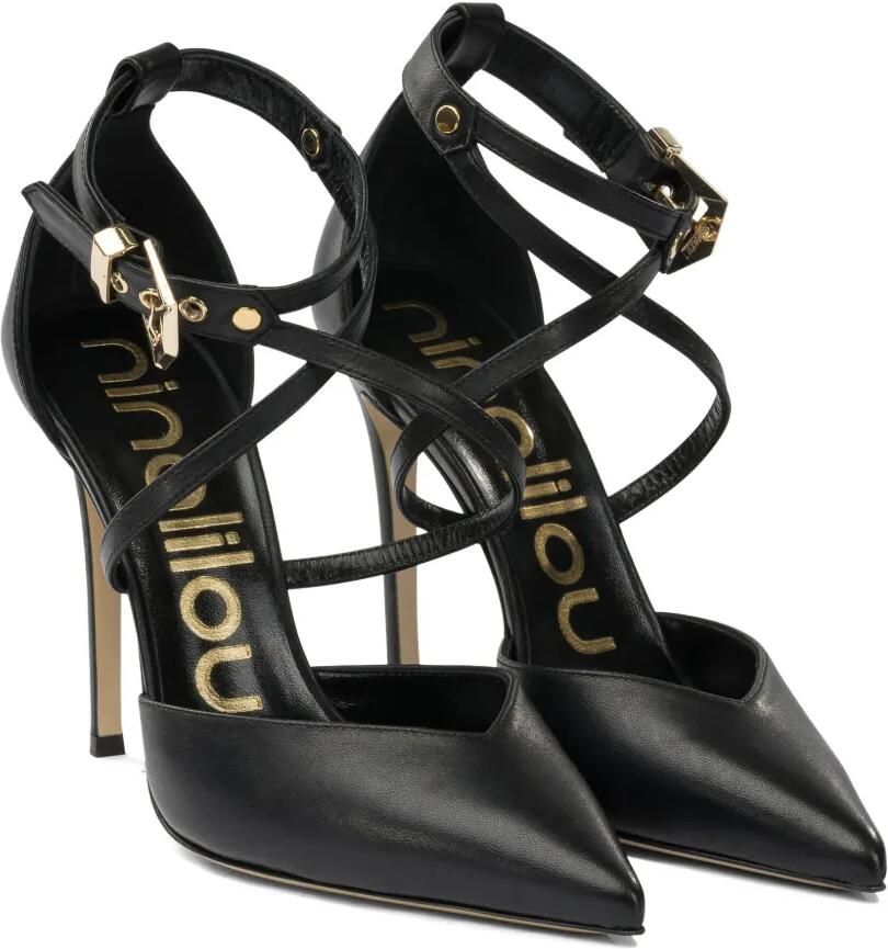 Ninalilou Pumps met puntige neus en gesp Zwart - Foto 3
