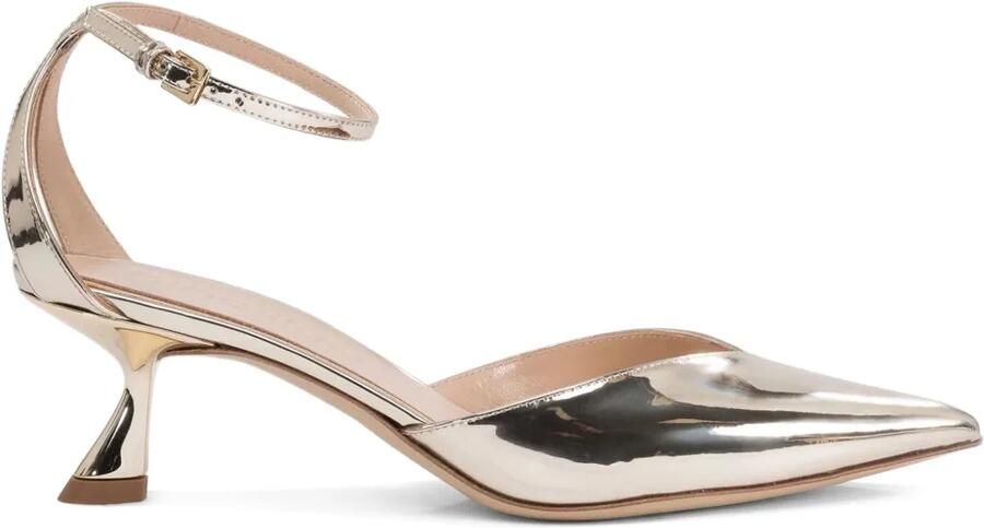 Ninalilou Pumps met puntige neus en metallic enkelbandje Goud