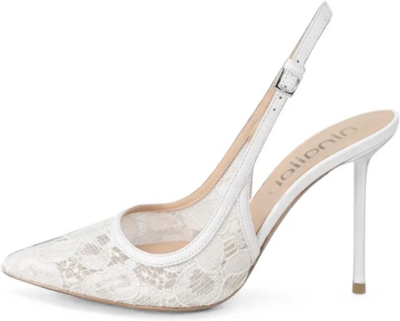 Ninalilou Slingback pumps met kanten vlakken Wit - Foto 2