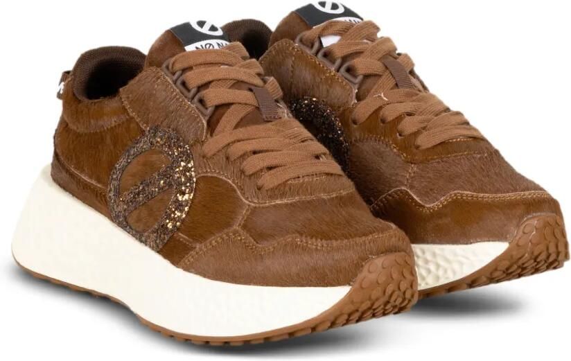 No Name Carter sneakers met kalfshaar en glitter-logo Bruin - Foto 3