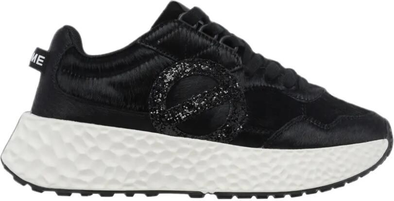 No Name Carter glitter-logo leather sneakers Zwart