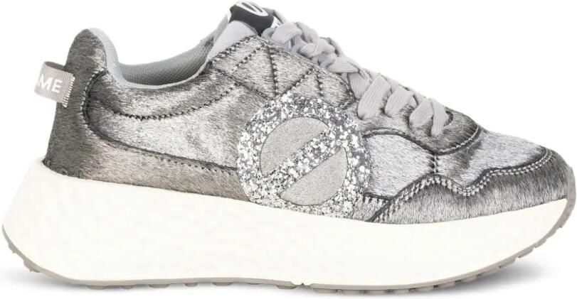 No Name Carter metallic sneakers met glitter-logo Grijs
