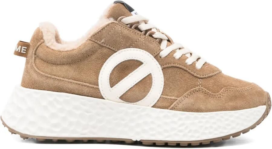 No Name Suède sneakers met rond logo Bruin