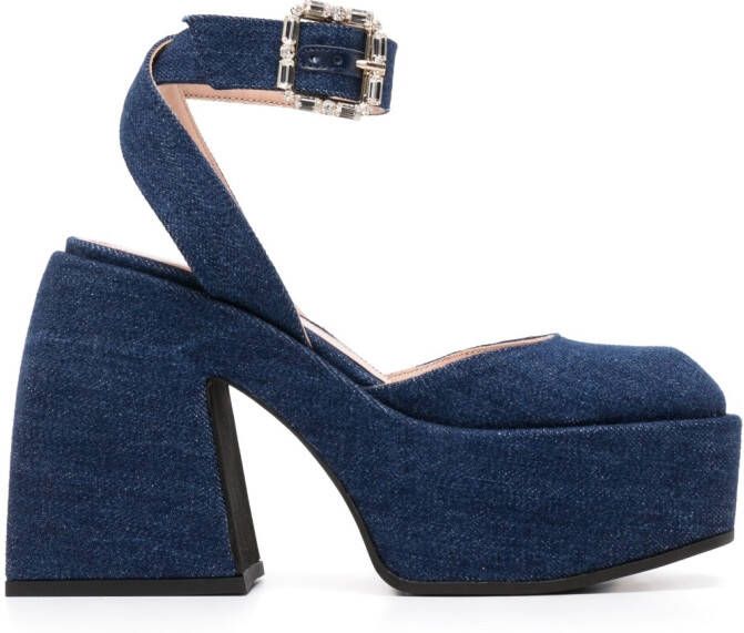 Nodaleto Sofia Bulla pumps met plateauzool Blauw