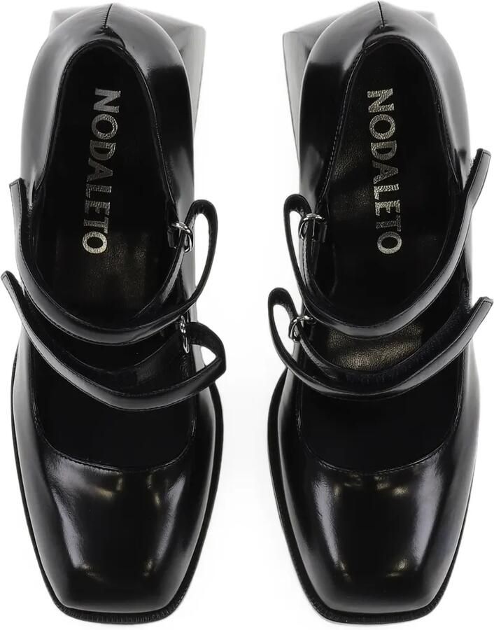 Nodaleto Bulla Babies leren veterschoenen met klittenband Zwart