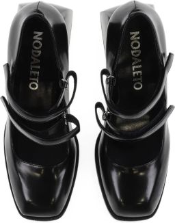 Nodaleto Bulla Babies leren veterschoenen met klittenband Zwart