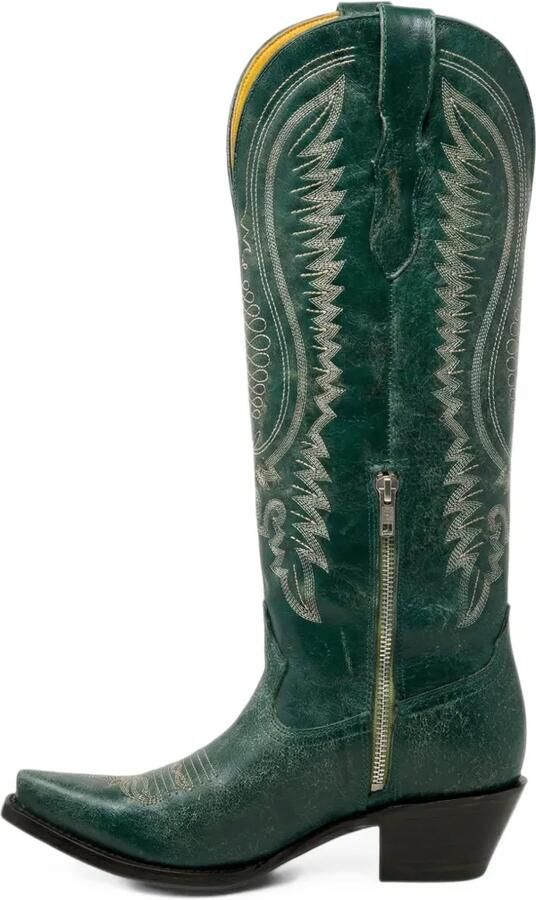 NORTALIE Agave geborduurde leren cowboylaarzen Groen - Foto 3