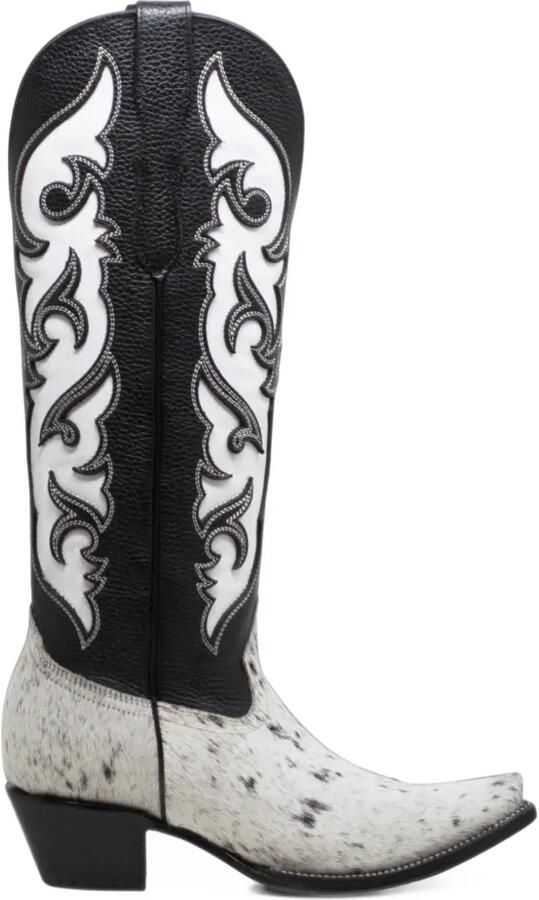 NORTALIE Luna cowboylaarzen met kalfshaardetail Zwart