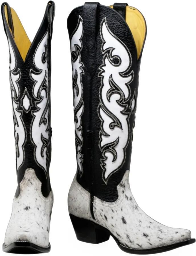 NORTALIE Luna cowboylaarzen met kalfshaardetail Zwart - Foto 2