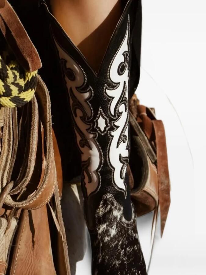 NORTALIE Luna cowboylaarzen met kalfshaardetail Zwart - Foto 3