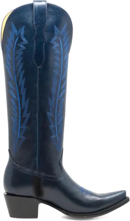 NORTALIE Oasis geborduurde leren cowboylaarzen Blauw