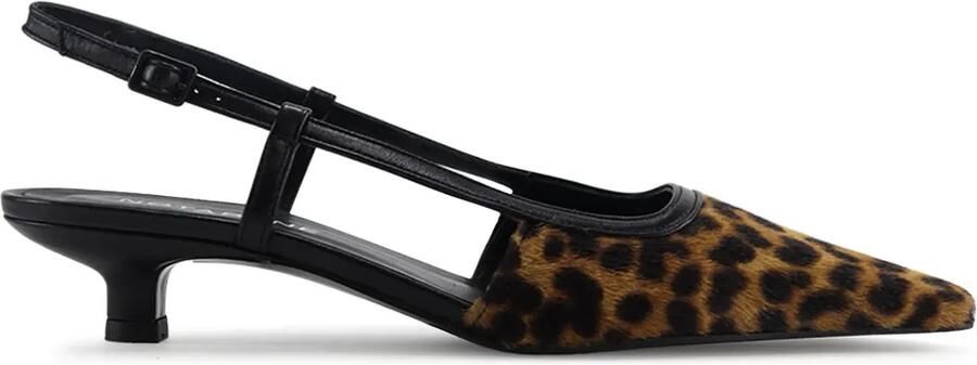 Notabene 35 mm Elena slingback pumps met luipaardprint Zwart