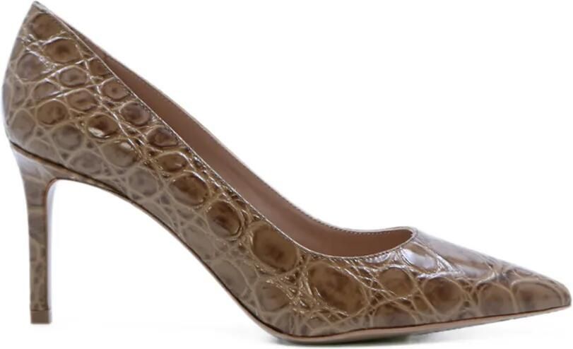 Notabene Carolina 70 pumps met krokodillen-reliëf en puntige neus Bruin - Foto 1