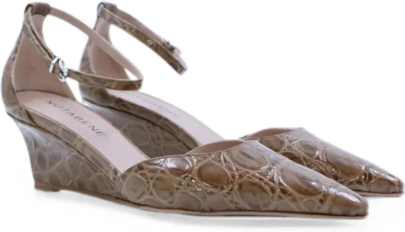 Notabene Elsa 50 leren sandalen met krokodillen-reliëf Bruin