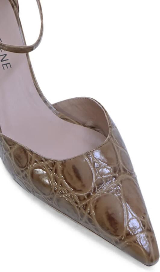 Notabene Elsa 50 leren sandalen met krokodillen-reliëf Bruin - Foto 5