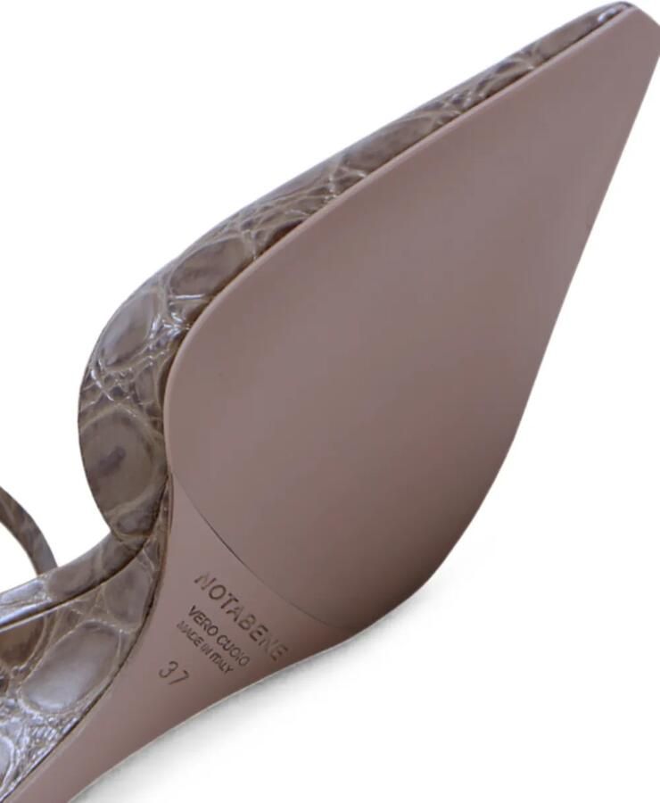 Notabene Elsa 50 leren sandalen met krokodillen-reliëf Bruin - Foto 3