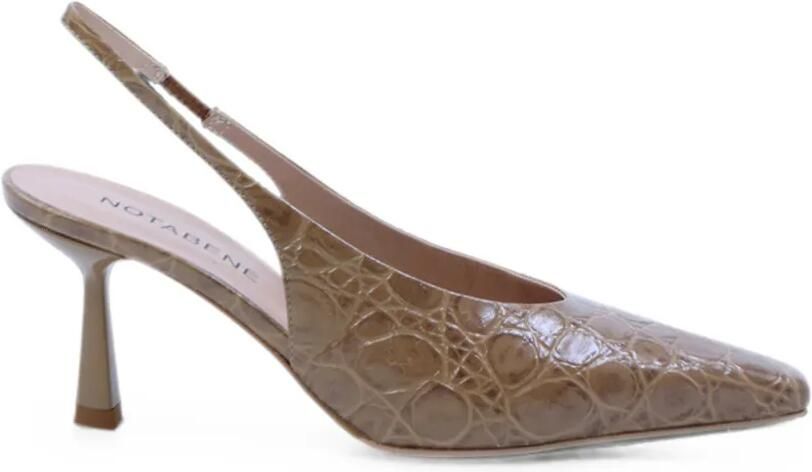 Notabene Emmely slingback pumps met krokodillen-reliëf Beige