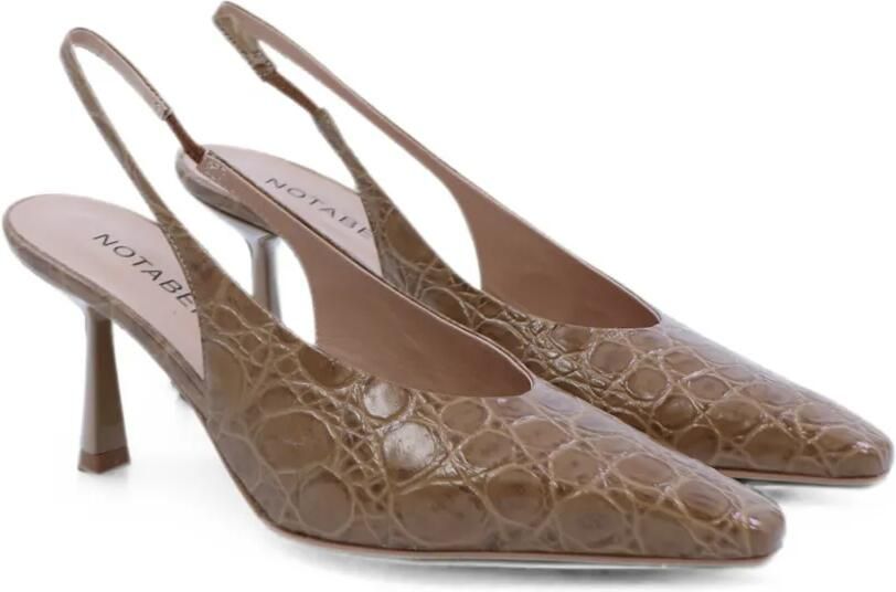 Notabene Emmely slingback pumps met krokodillen-reliëf Beige - Foto 3