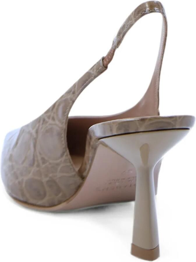 Notabene Emmely slingback pumps met krokodillen-reliëf Beige - Foto 2