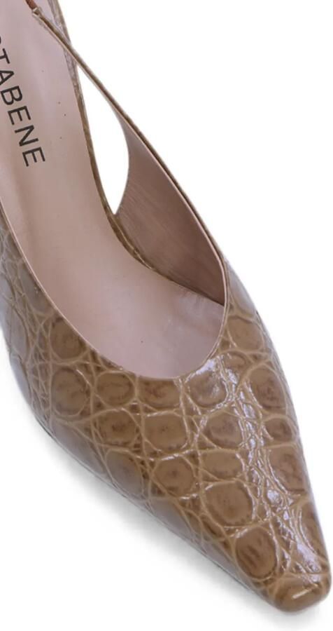 Notabene Emmely slingback pumps met krokodillen-reliëf Beige - Foto 4