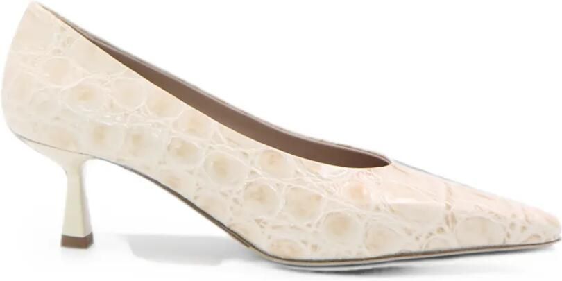 Notabene Pumps met vierkante neus en krokodillen-reliëf Beige