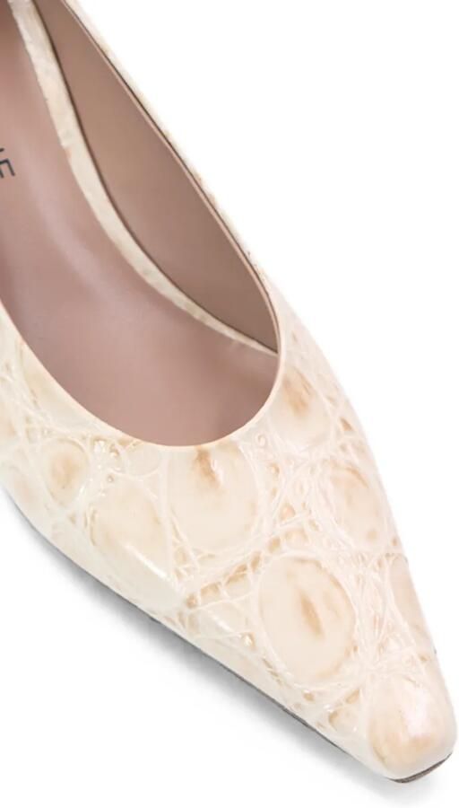 Notabene Pumps met vierkante neus en krokodillen-reliëf Beige - Foto 4