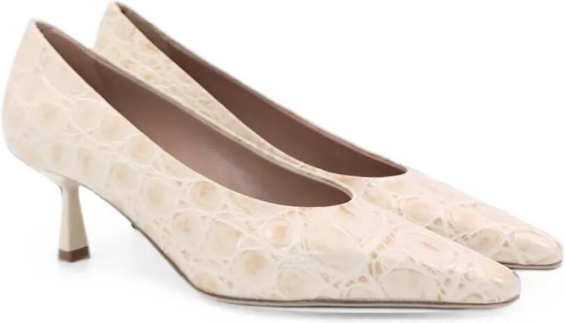 Notabene Pumps met vierkante neus en krokodillen-reliëf Beige - Foto 5