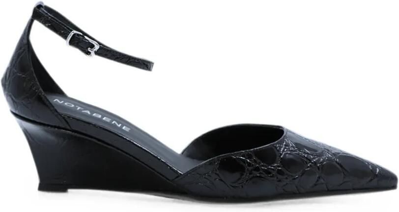 Notabene Sandalen met krokodillen-reliëf Zwart