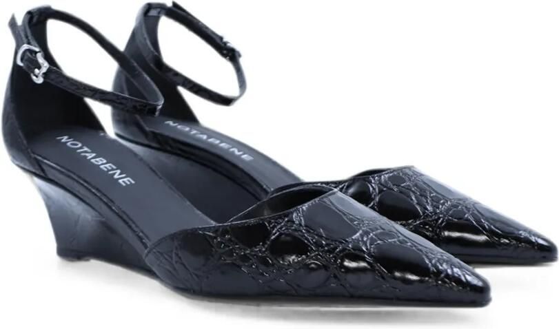 Notabene Sandalen met krokodillen-reliëf Zwart - Foto 5