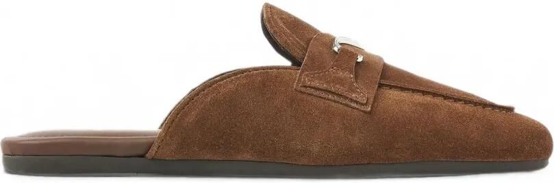 Nubikk Joan logo-plaque suede slippers Bruin