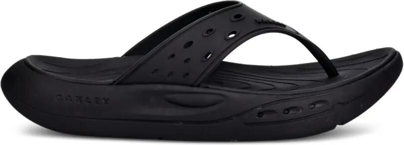 Oakley Studio teenslippers met logo-reliëf en geperforeerde details Zwart
