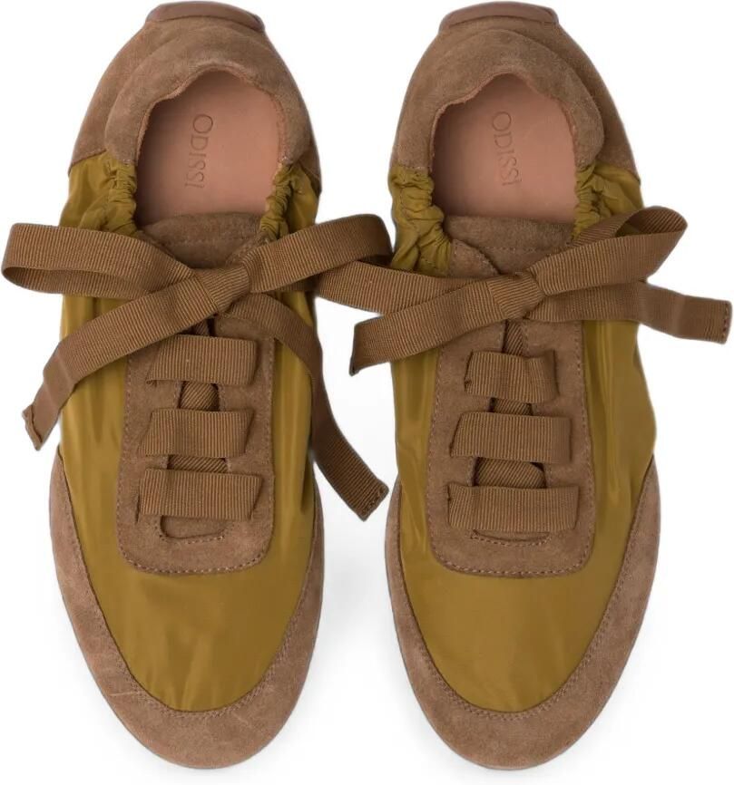 ODISSI Cass grosgrain-lace sneakers Geel