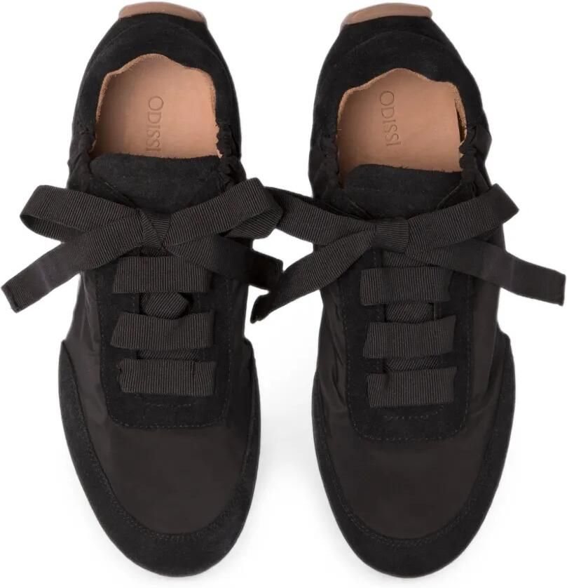 ODISSI Cass grosgrain-lace sneakers Zwart