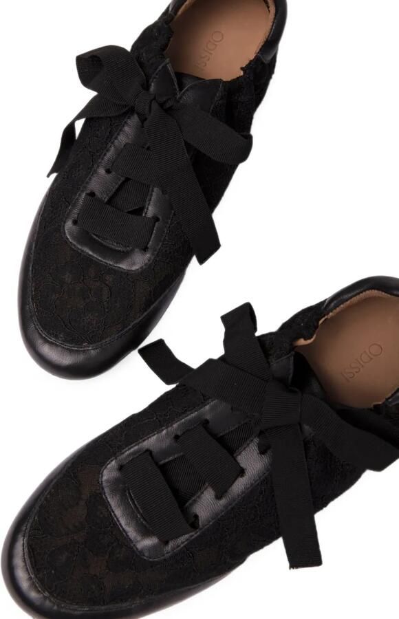 ODISSI Cass lace-panel sneakers Zwart