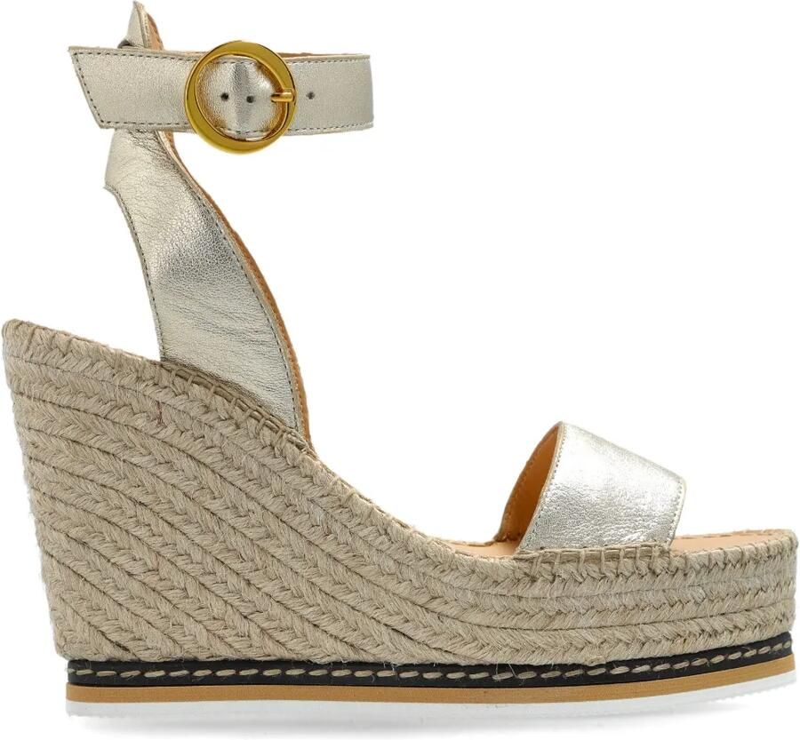 ODISSI Espadrilles met sleehak Goud