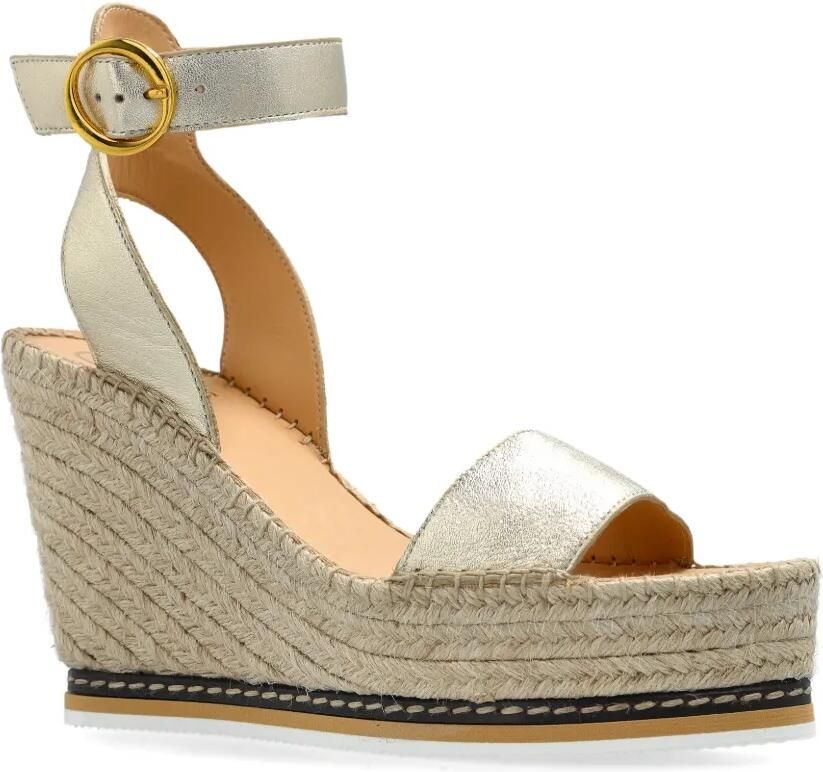 ODISSI Espadrilles met sleehak Goud - Foto 4