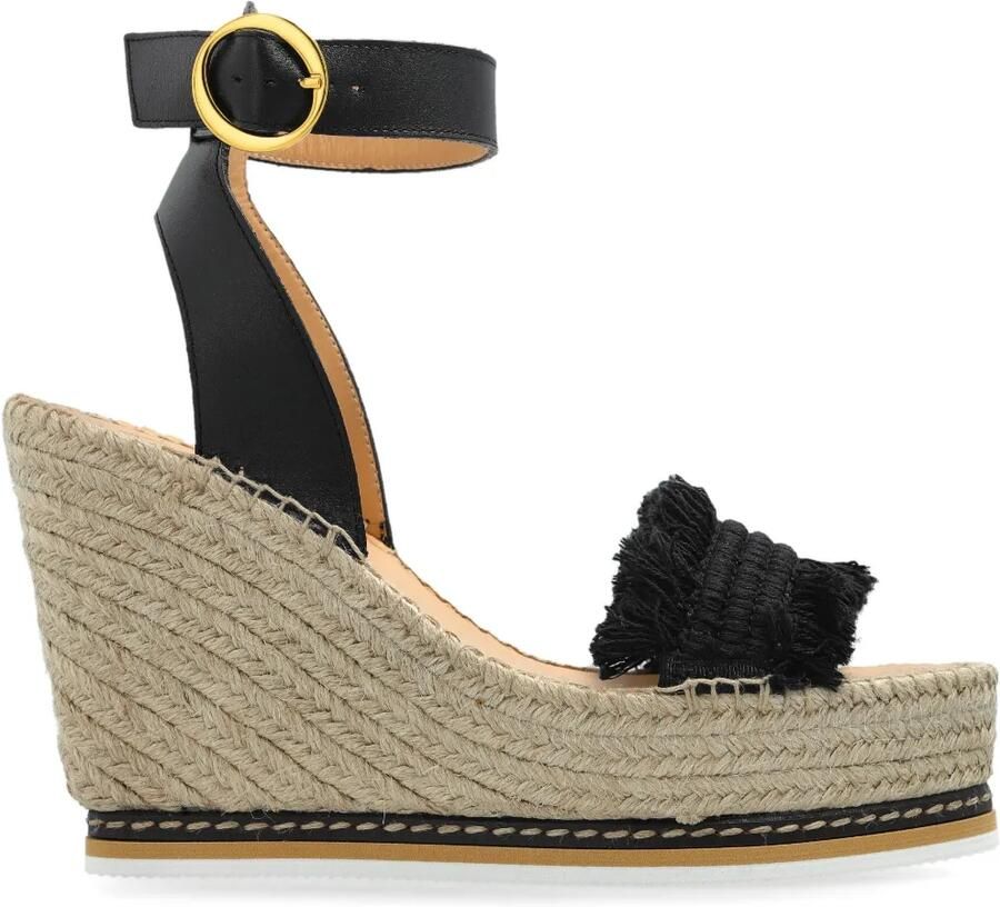 ODISSI Espadrilles met sleehak Zwart