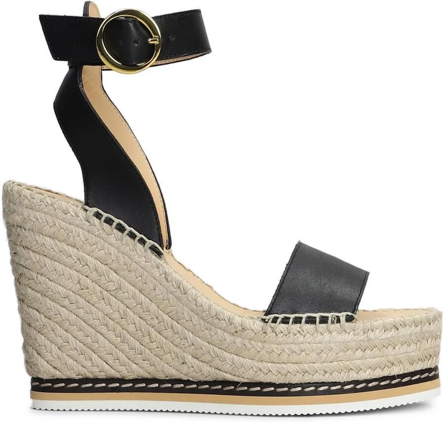 ODISSI Espadrilles met sleehak Zwart