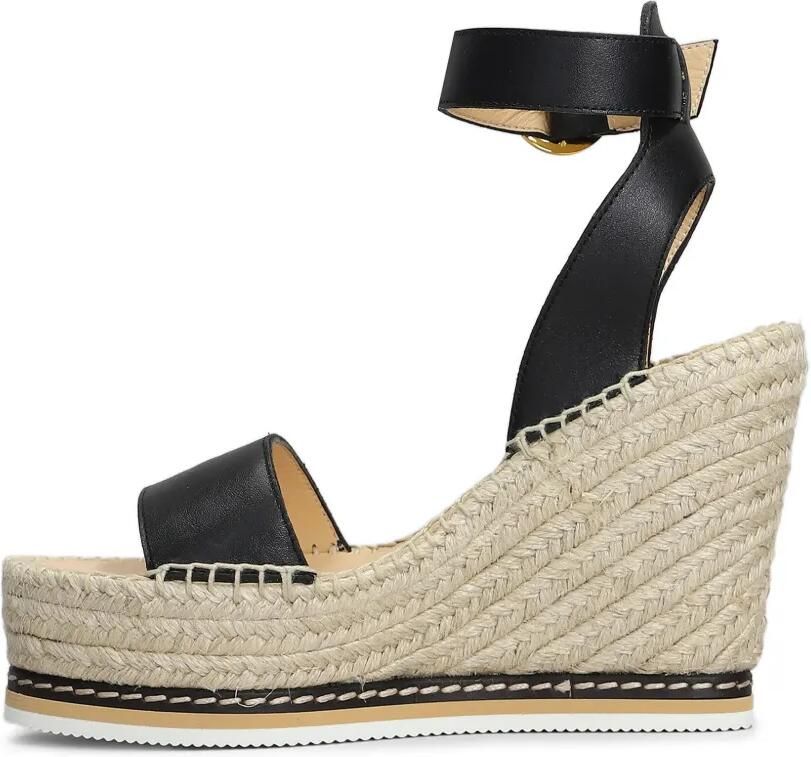 ODISSI Espadrilles met sleehak Zwart - Foto 5