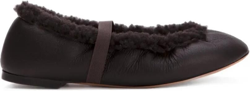 ODISSI Flora C ruched leather ballet flats Bruin