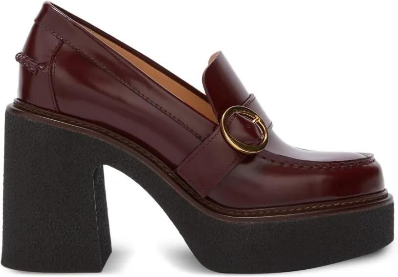 ODISSI Gabriella leren loafers met plateauzool Rood - Foto 1