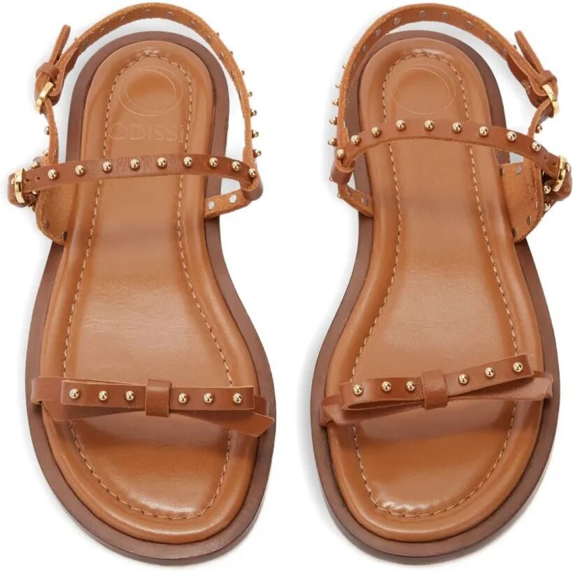 ODISSI Jackie leren sandalen met strikdetail Bruin - Foto 3