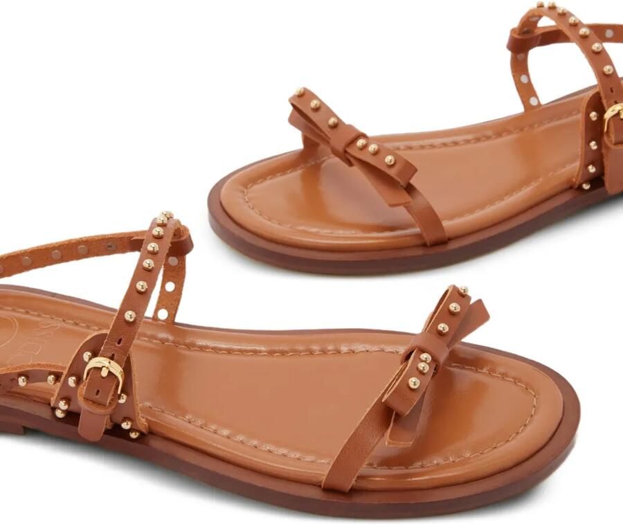 ODISSI Jackie leren sandalen met strikdetail Bruin - Foto 2