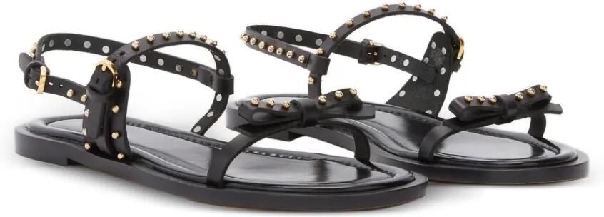 ODISSI Jackie leren sandalen met strikdetail Zwart - Foto 4