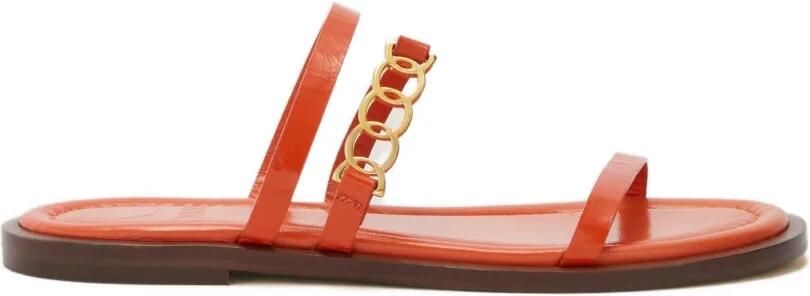 ODISSI Juliet platte leren sandalen Oranje