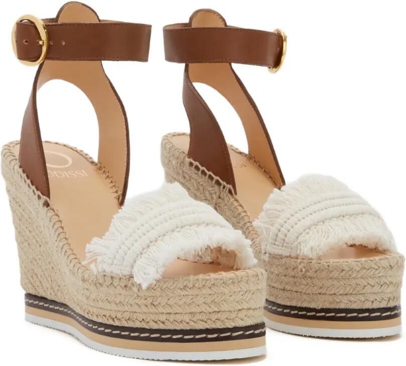 ODISSI Lily espadrilles met sleehak Bruin - Foto 5